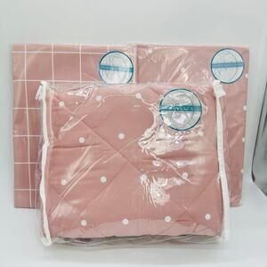 Stork & Style 3 Pcs Nursery Bedding Crib Set Pink Changing Pad Cover Blanket NEW